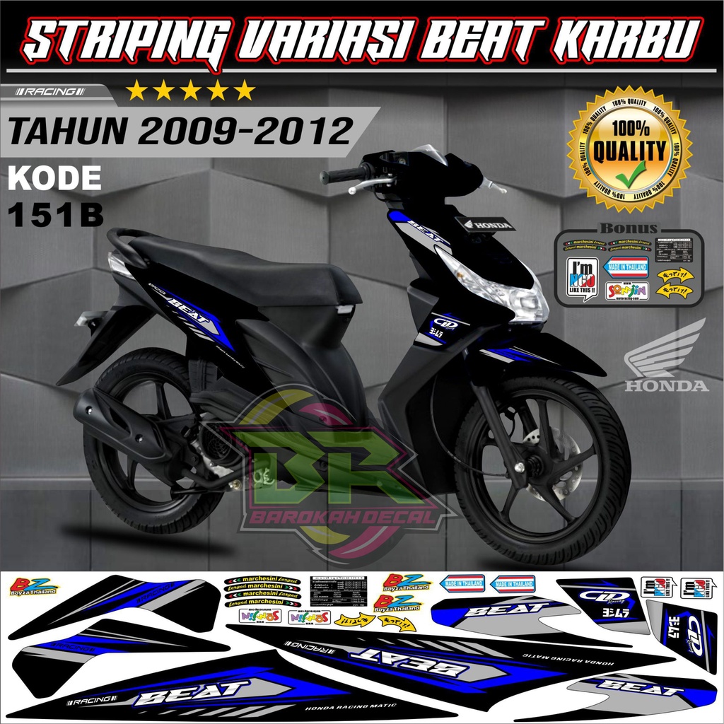 Striping Beat Karbu Stiker Lis Motor Beat Karbu kode 151