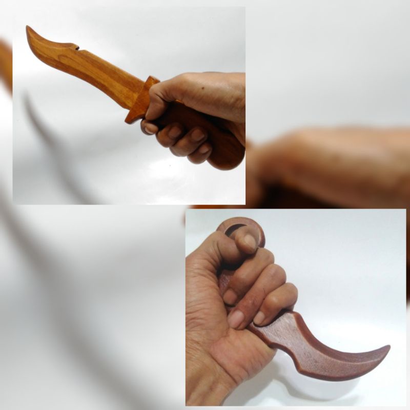 Pisau Kayu Jati Model Komando Bayonet / Belati Commando / Kerambit Karambit Karimbit Beladiri