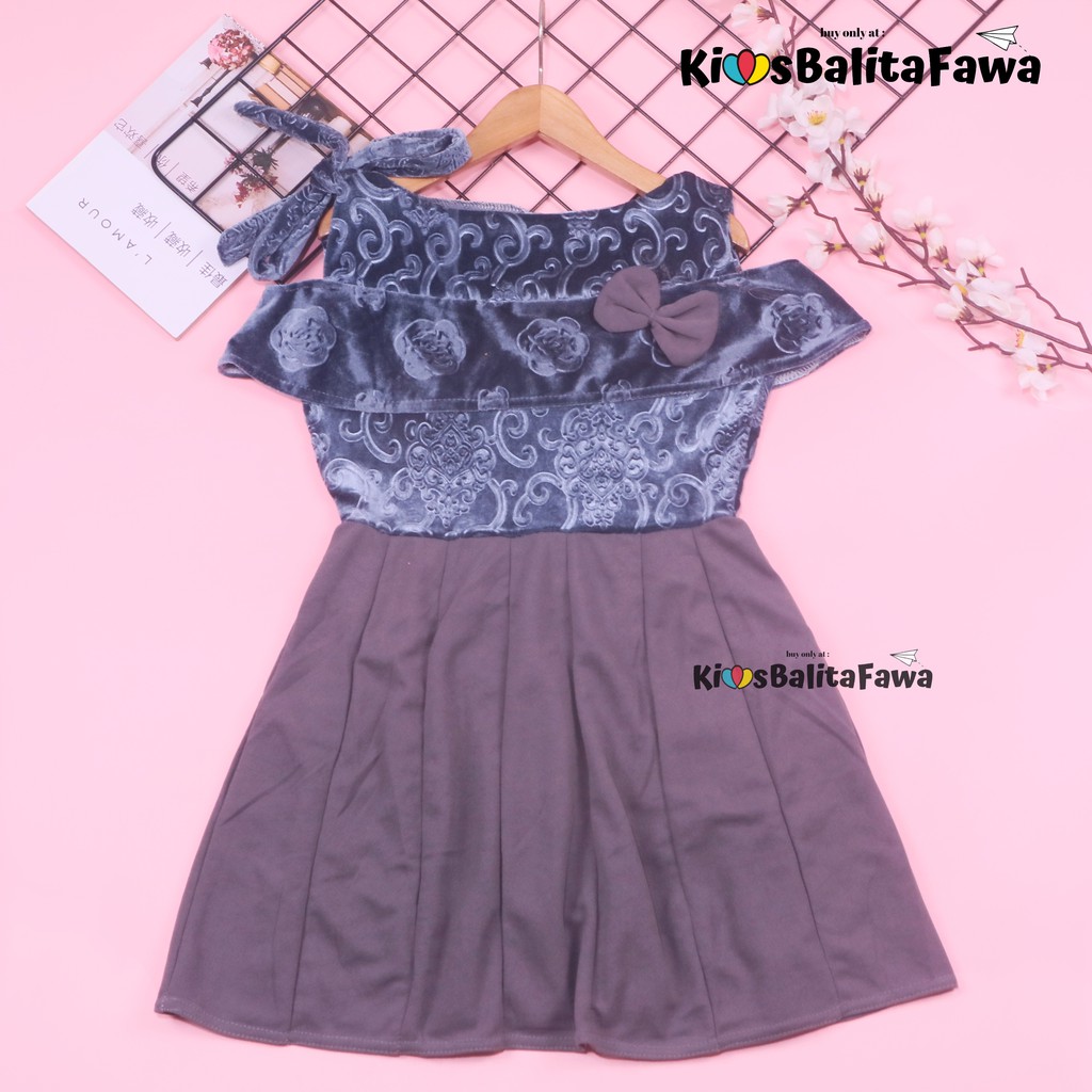 Dress Rachel uk 4-5 Tahun / Dres Model Baju Anak Perempuan Gaun Pesta Polos Motif Export Quality