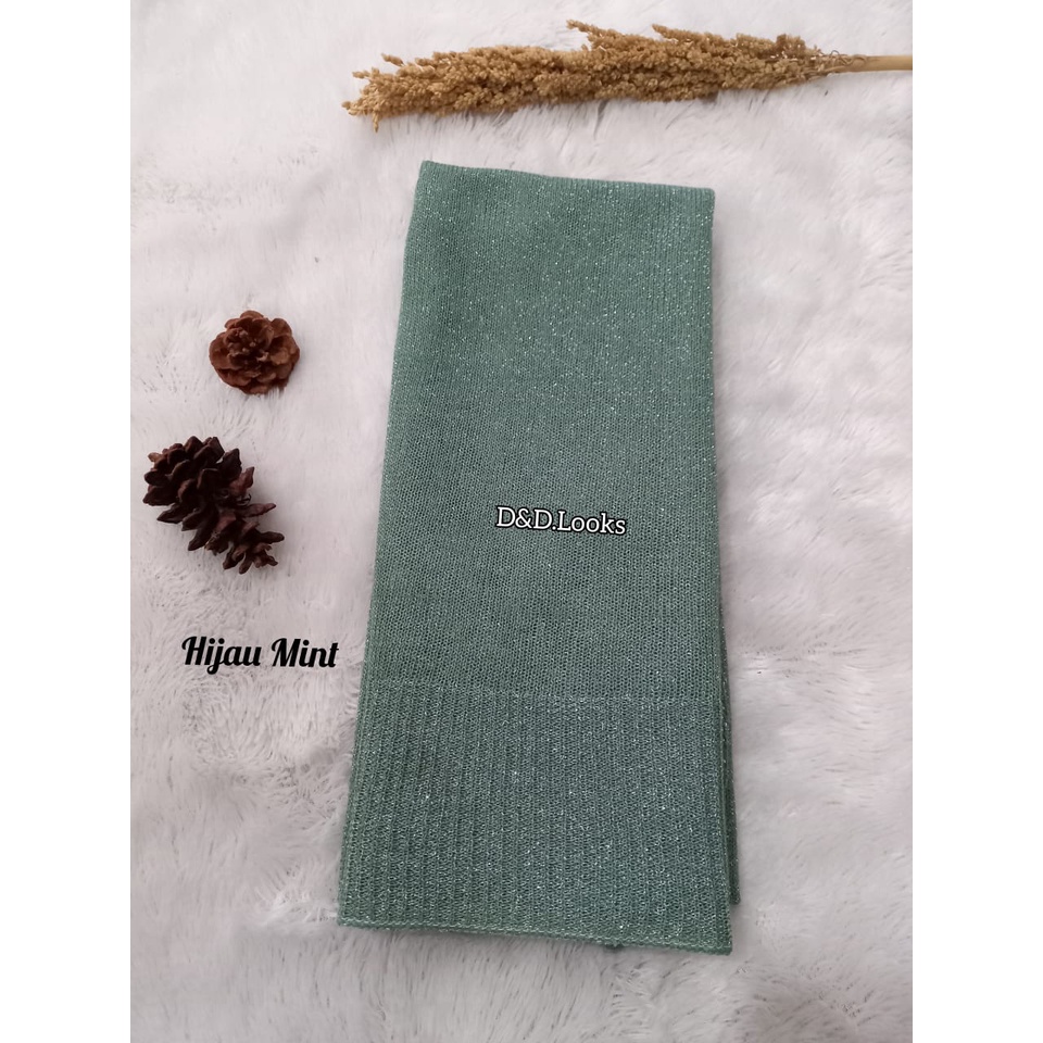 PASHMINA RAJUT GLITTER / TILE PESTA / PASHMINA RAJUT / PASHMINA / HIJAB RIAS PENGANTIN-HIJAU MINT