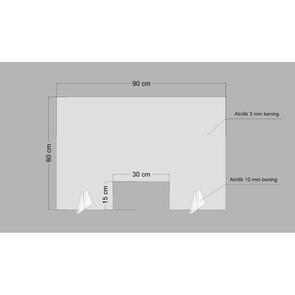 SEKAT/PARTISI/PEMBATAS AKRILIK ukuran 60 x 90 cm