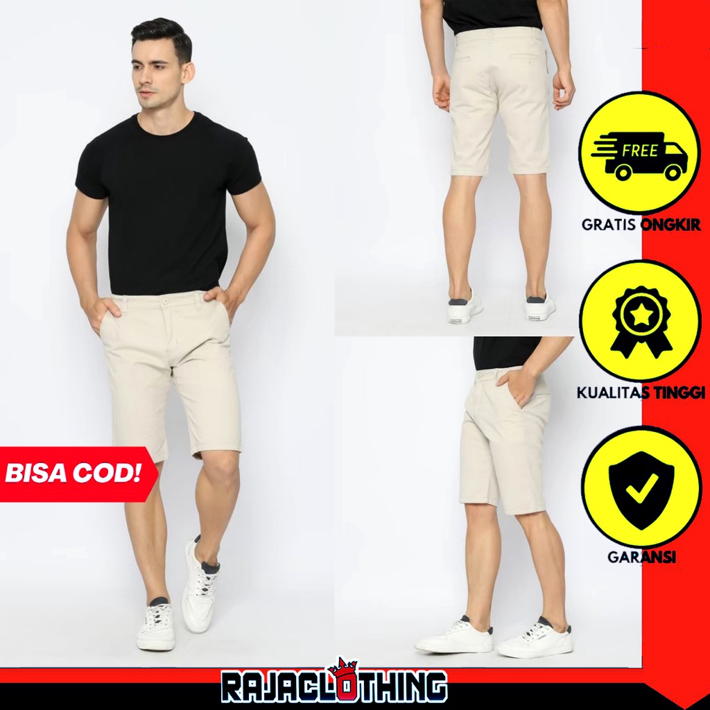 RCL - Chino Short Pants Crem / Celana Chino Cream Pendek Pria - Chino Premium Big Size S.M.L.XL 27 Sampai 34 Bahan Melar Impor