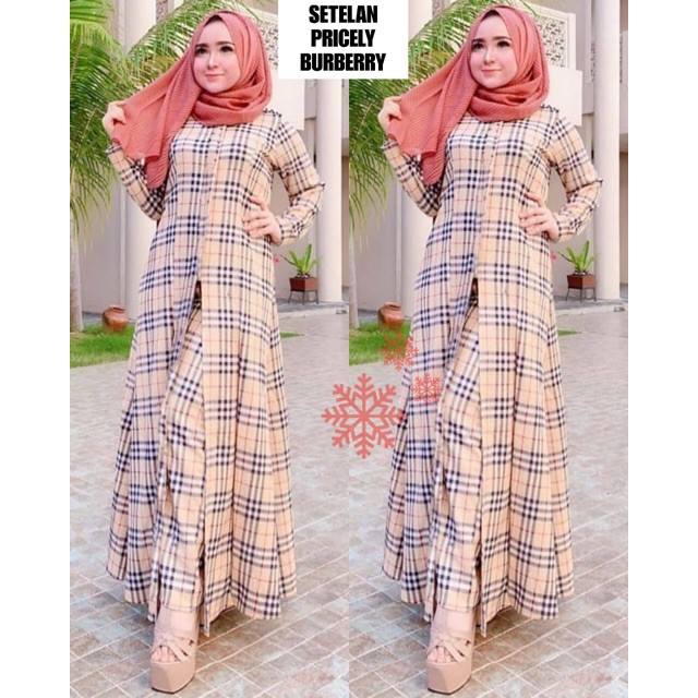 Ruairu SET LONG TUNIK BURBERRY TUNIK KATUN KOTAK BURBERRY Murah