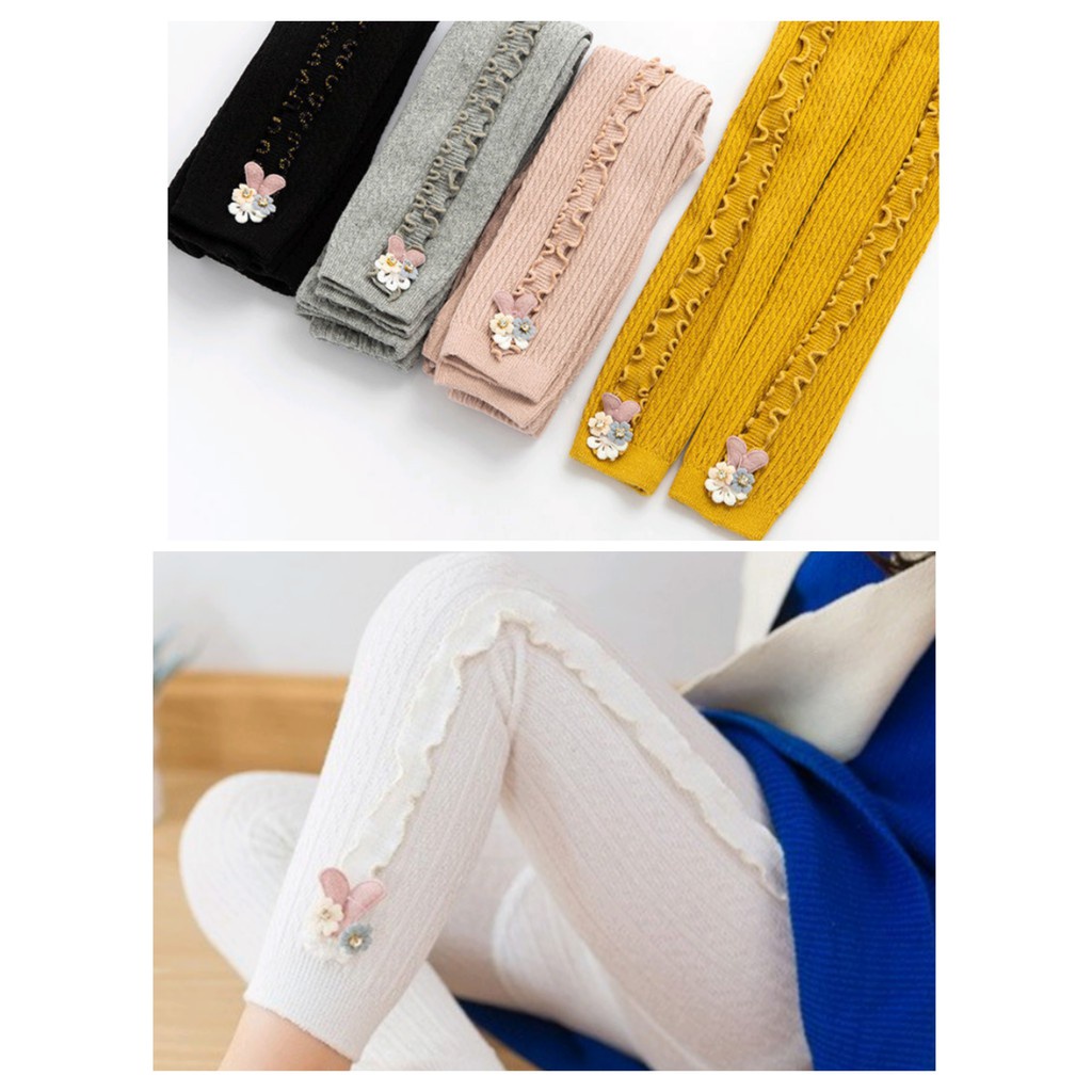 (LG A) Legging Anak Bayi Perempuan Tebal Import Ruffle Bunga Bintang Kelinci