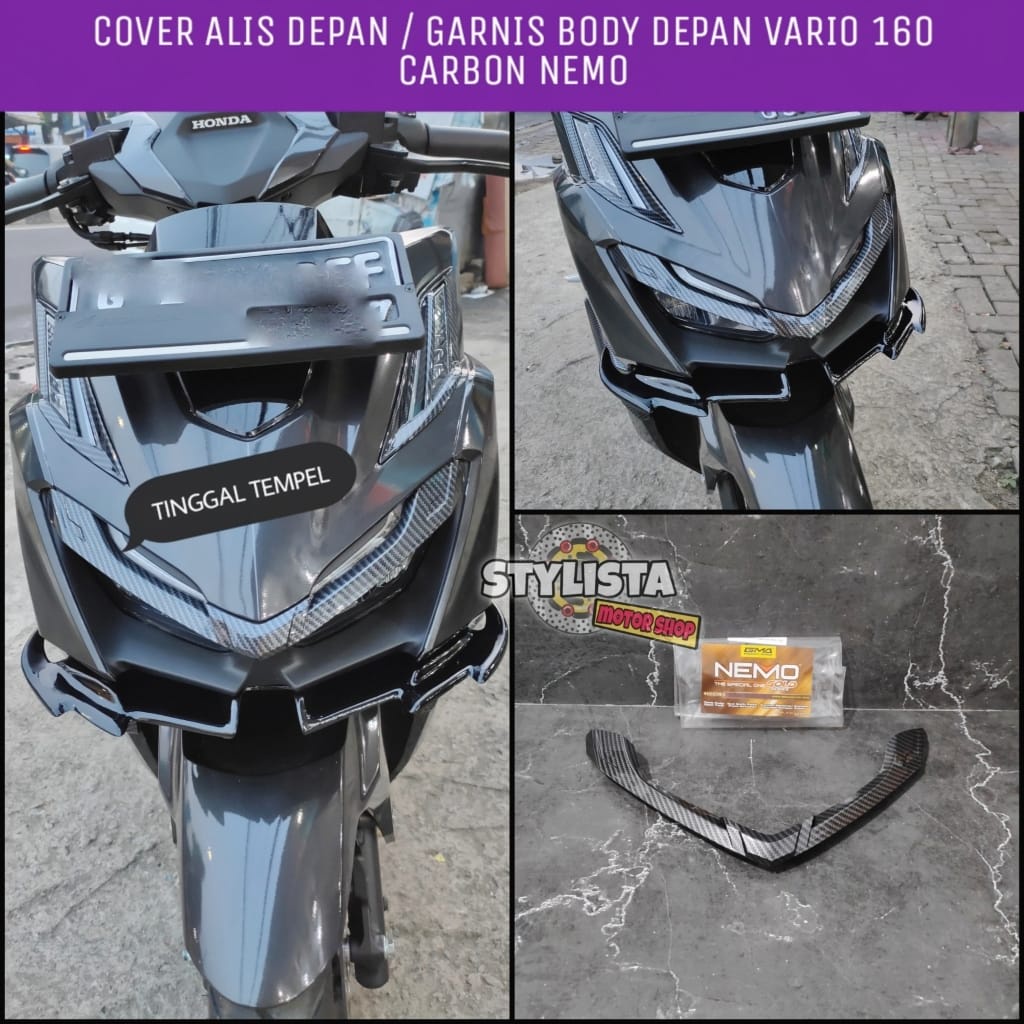 COVER TUTUP VARIASI ALIS LAMPU DEPAN VARIO 160 2022 CARBON NEMO LIST LAMPU DEPAN ATAS NEW VARIO 160 