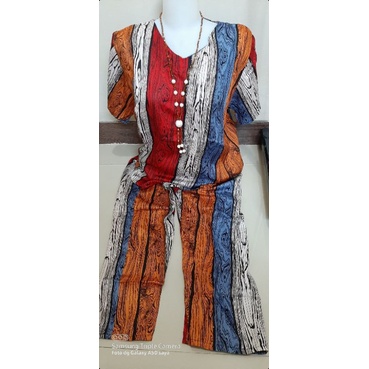Setelan wanita rayon premium tebal motif kayu