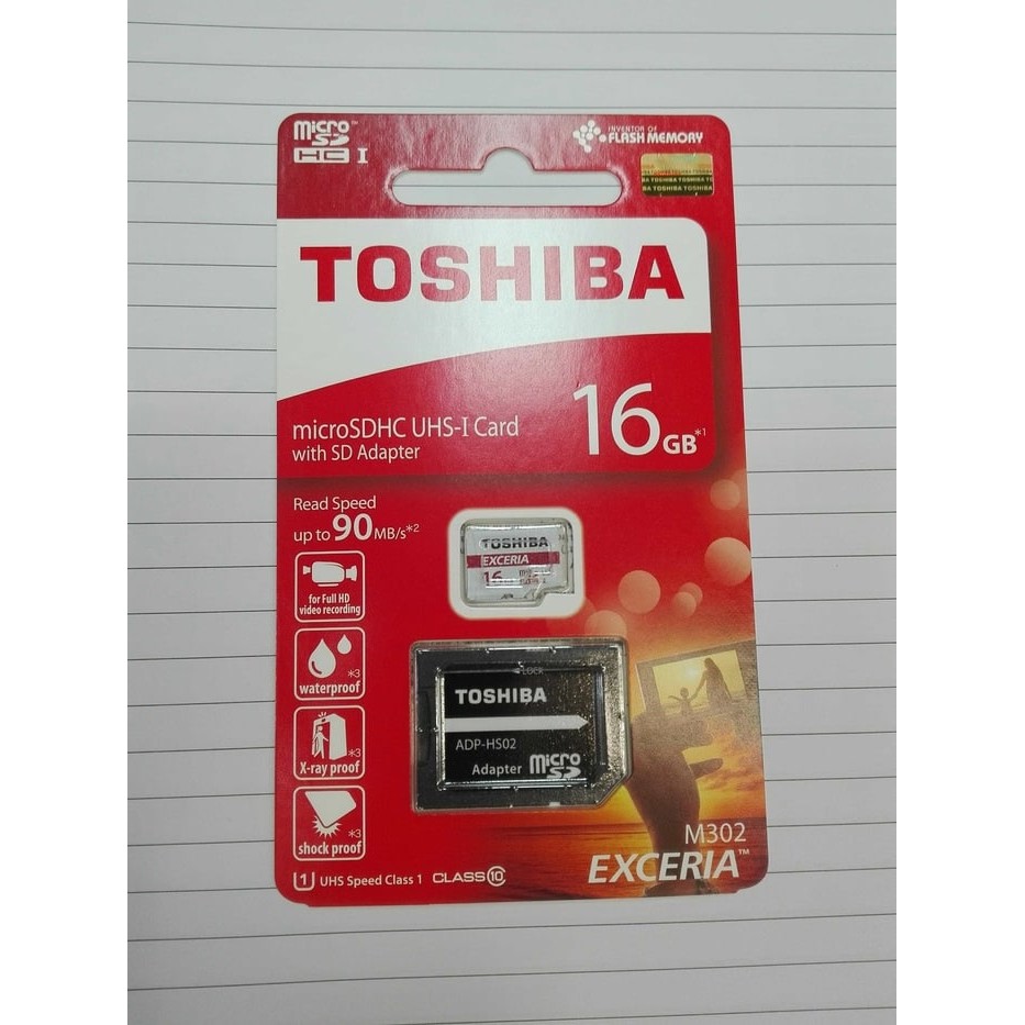 Toshiba microsd 16gb class 10 speed 90mbps with adapter garansi resmi