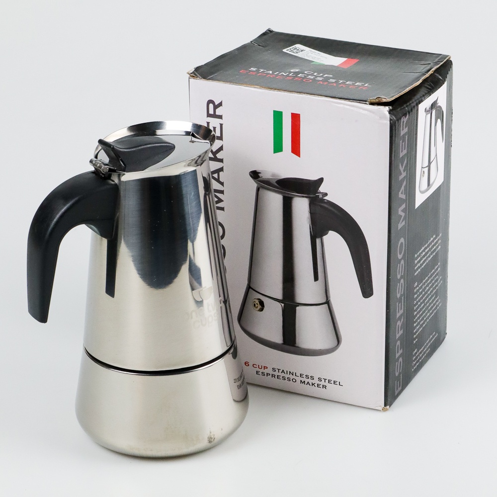 Espresso Coffee Maker Moka Pot Teko Stovetop Filter 300ml 6 Cup - Z21 - 7RHX5YSV Silver