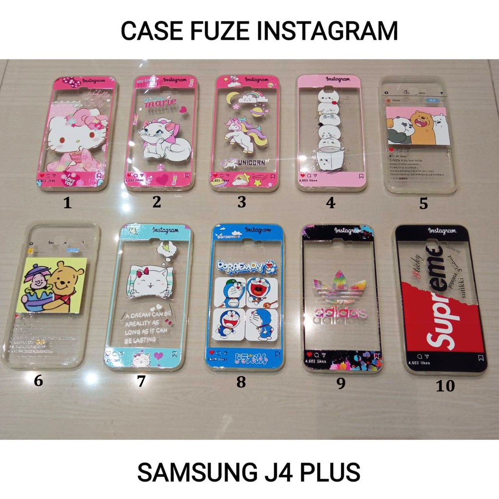 Case Fuze Samsung M10  M20 A6S  A7 2018 J4 PLUS J6 PLUS Glass Model Kartun Casing Cewek