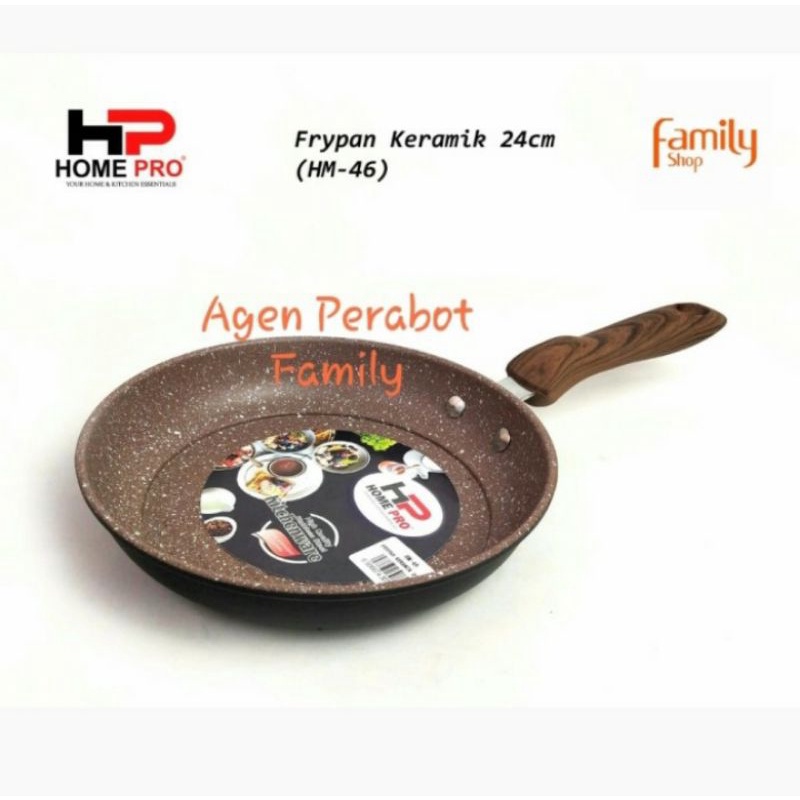 Home Pro Frypan Ceramic Wajan Anti Lengket 24cm Marble Premium