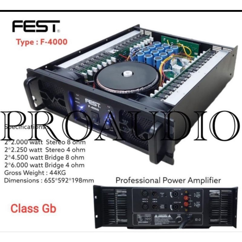 Power Amplifier Fest F-4000 / F4000 F 4000 CLASS GB 2X2000 WATT ORI