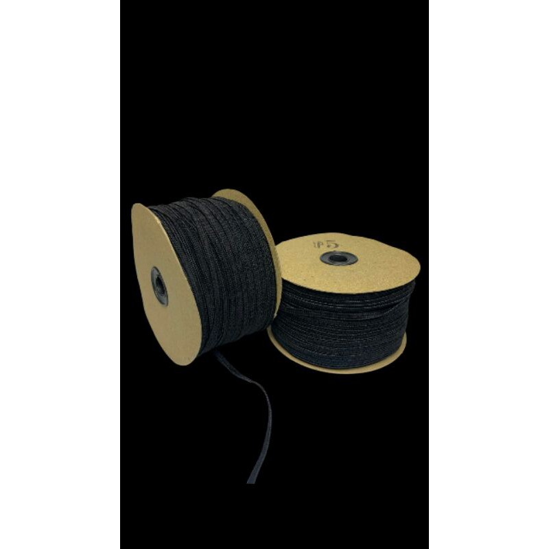 

Karet elastis P5 untuk masker ukuran 5mm / 0.5cm per roll isi 104 yard (94mtr) Karet Elastic