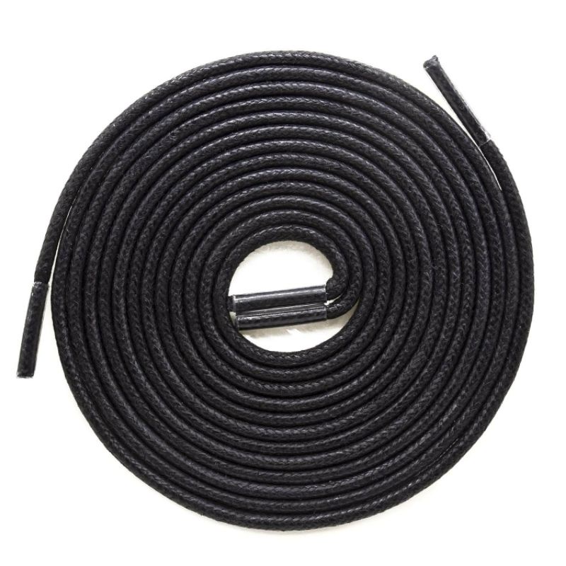 TALI SEPATU LILIN BULAT HITAM PANJANG 80 CM 130 CM WAXED SHOE LACES BLACK FOR BOOT