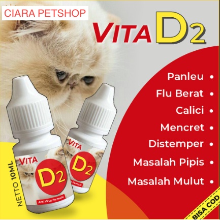 Obat Kucing Vita D2 Obat Virus Kucing Flu Berat, Panleu, Calici, Distemper, Mencret, Pipis Darah, Sariawan, Lemes, Muntah, Bakteri