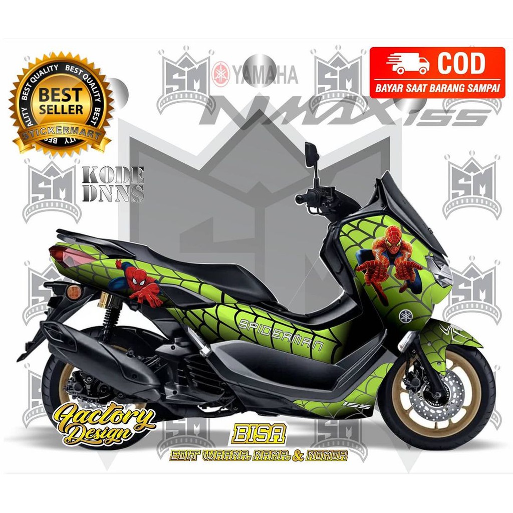 Sticker decal full body Yamaha Nmax Karakter Spiderman HIjau
