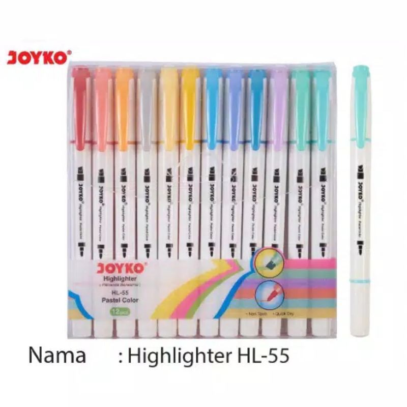 

Highlighter Penanda Joyko HL-55 12 Warna Spidol Penanda HL-55