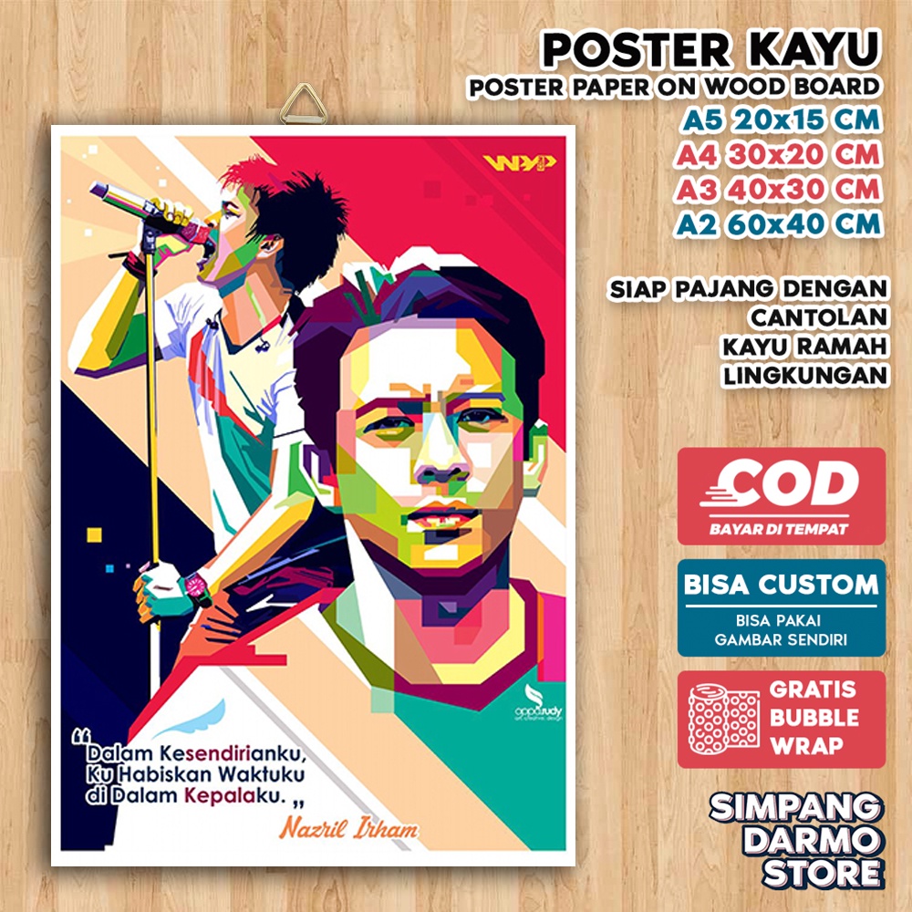 Poster Kayu Noah Band Ariel Peterpan Artis Penyayi Pop Indonesia Hiasan Dinding Piter Pan Artis Indo