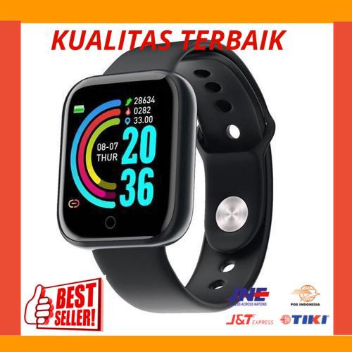 New Dennos D20 Smart watch Y68 Tahan Air IP68 Monitor Denyut Jantung - Hitam