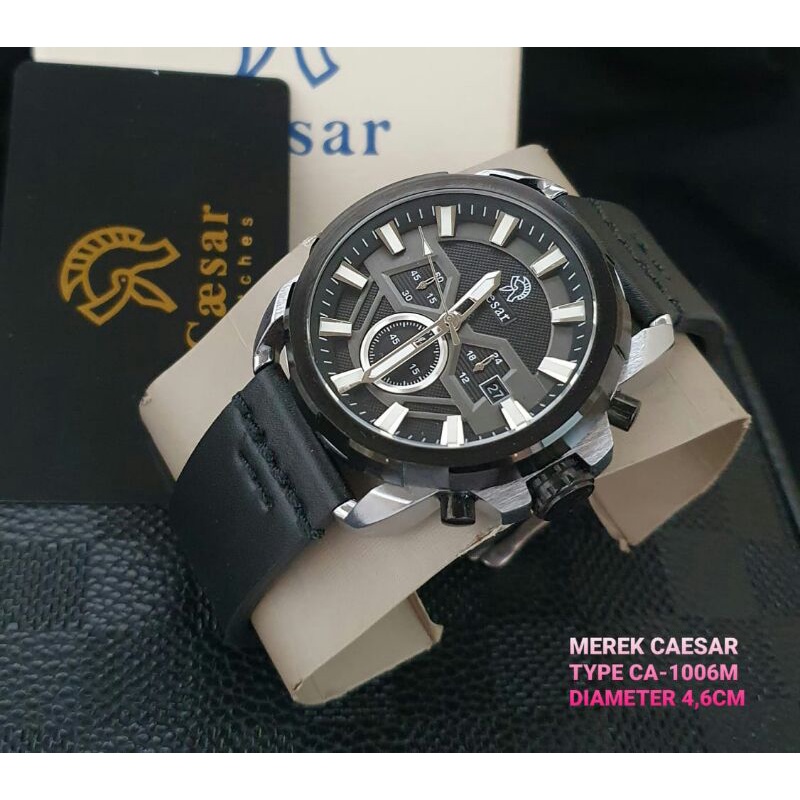 Caesar CA-1006M Chrono On Strap Leather Original Jam Tangan Pria Garansi