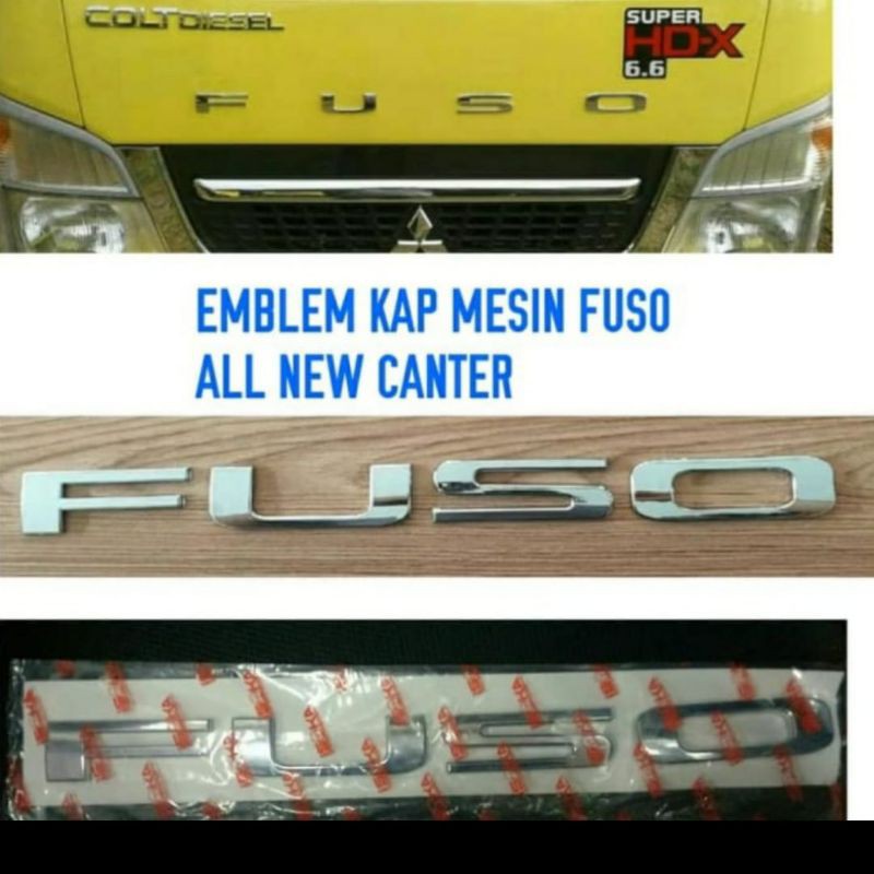 emblem kap mesin Fuso chrome ukuran kecil