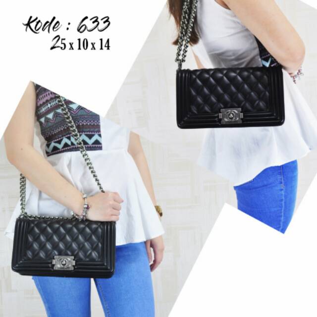 Chanel Boy Silver Hardware Tas Selempang Tas Branded Wanita Tas Import Tas Batam
