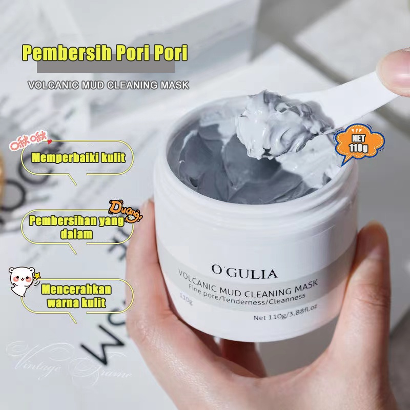 【READY STOCK】O'GULIA Volcanic Mud Facial Whitening Clay Mask 110gr|Blackhead Removal Masker Wajah