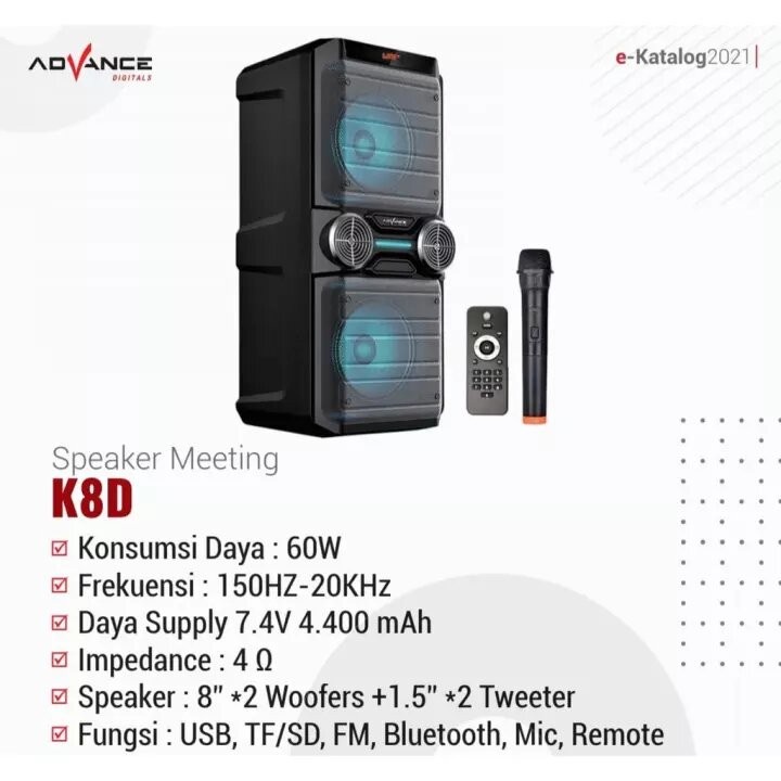 ADVANCE K8D Speaker Bluetooh Meeting Portable Doble speaker 8 inch