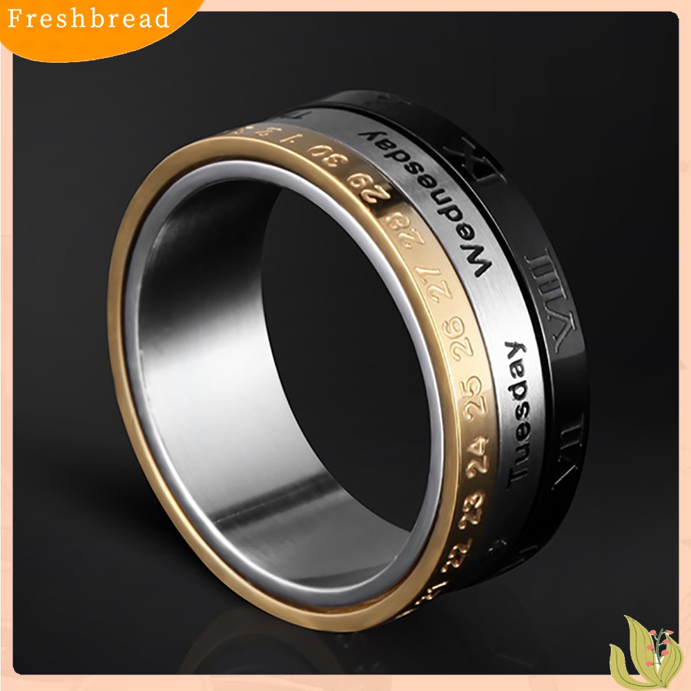 Fresh| Cincin Bahan Titanium Desain Kalender Tanggalminggubulan Kreatif Untuk Priawanita