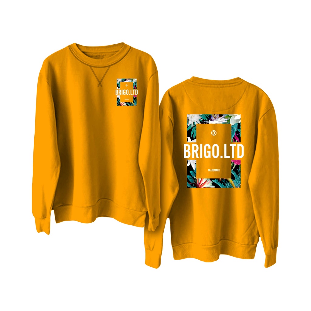 Sweater Crewneck BRIGO flower Sablon DTF Fleece Cotton BRIGO Basic Sweatshirt  flower II M-XXL (Pria &amp; Wanita) Free stiker&amp;Gantungan Kunci