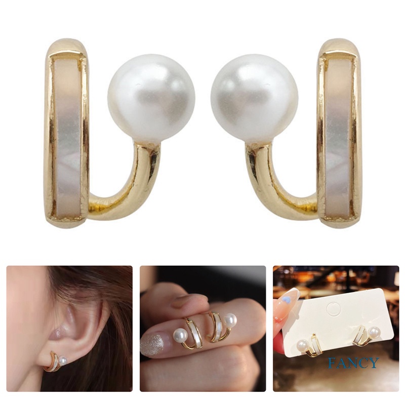 Anting Stud Hias Mutiara Bahan Zirkon Gaya Korea Untuk Wanita