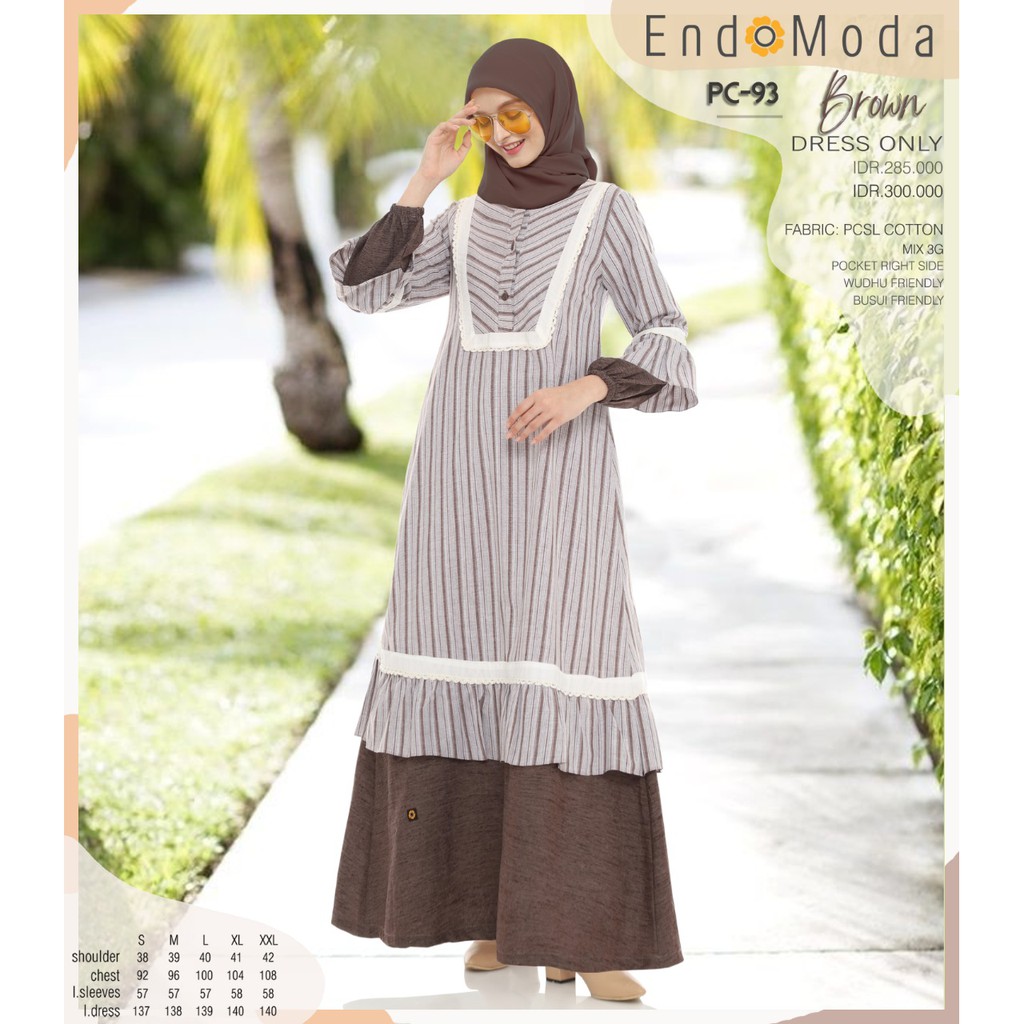 Endomoda PC 93 Gamis Muslimah Bahan Cotton Dress Wanita Syari Motif