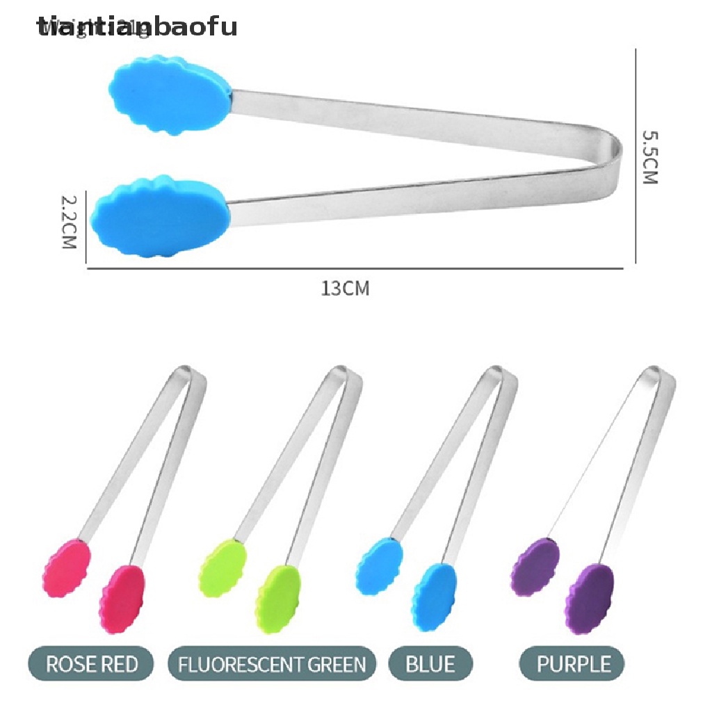 [tiantianbaofu] 1Pc Silicone Food Tongs Flower Shape Stainless Steel Non-slip Ice Candy FoodClip Boutique