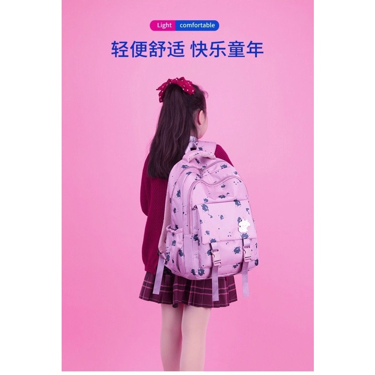 Tas Ransel Wanita Korea School MARA LILAC PIN Backpack Perempuan Stylish Kece Uwwu Kiyowok Maksimal