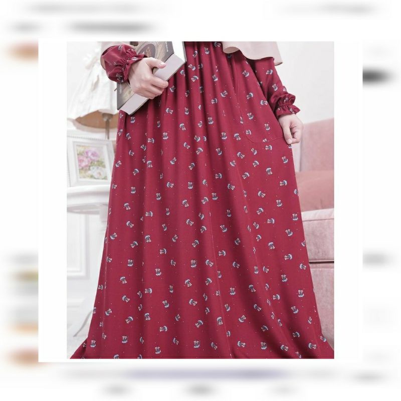 Preloved liccea maroon ditsy size L free ganci ditsy