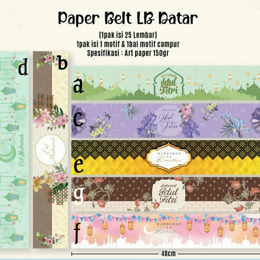

Paper Belt Idul Fitri untuk Toples Box Hampers Model Datar - 25Pcs