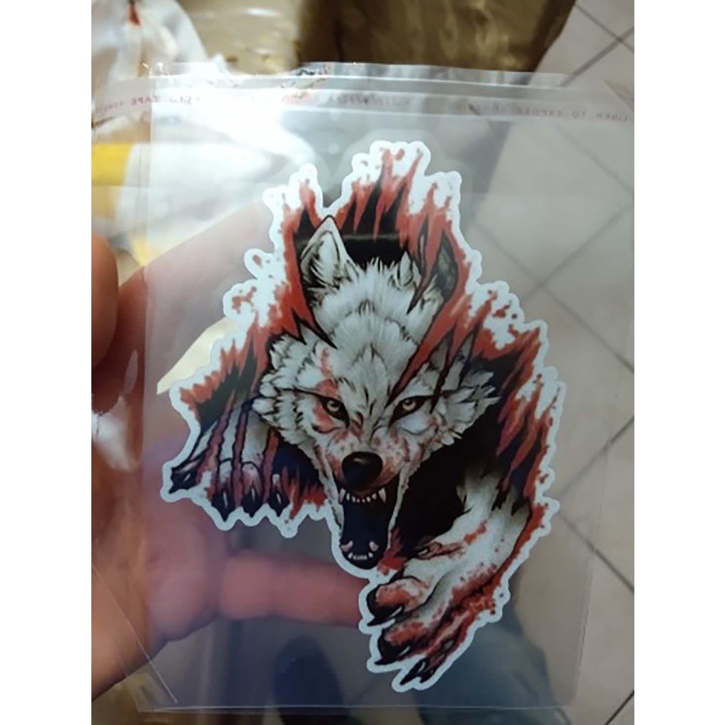 SUYOU Fuel Tank Marks Headlight Decal Scratch Sticker Waterproof Angry Wolf Car Sticker Creative Tooth Decoration Sticker Exterior Accessories Dark Personality Evil Tooth Motorcycle Helmet Sticker