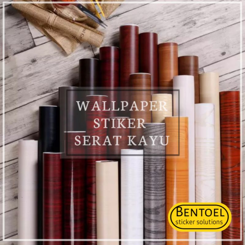Wallpaper Stiker Dinding Dapur Motif Serat Kayu Tebal Anti Minyak Dan Api
