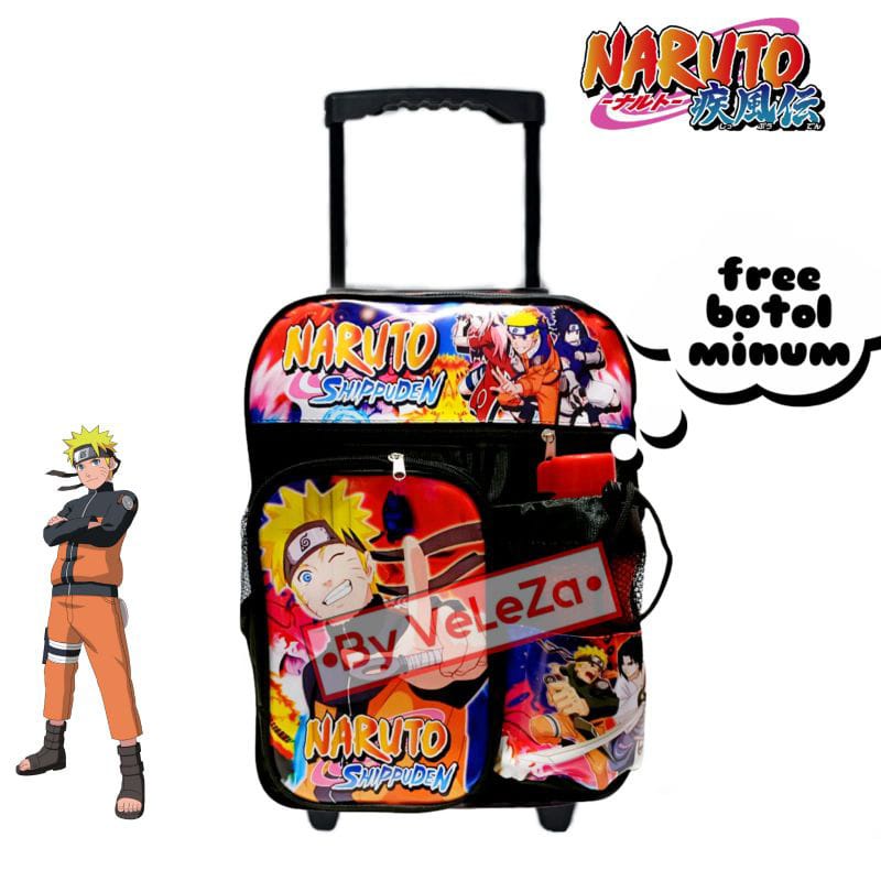 Tas Ransel Troly Naruto dan Spiderman Free Botol Minum Terbaru