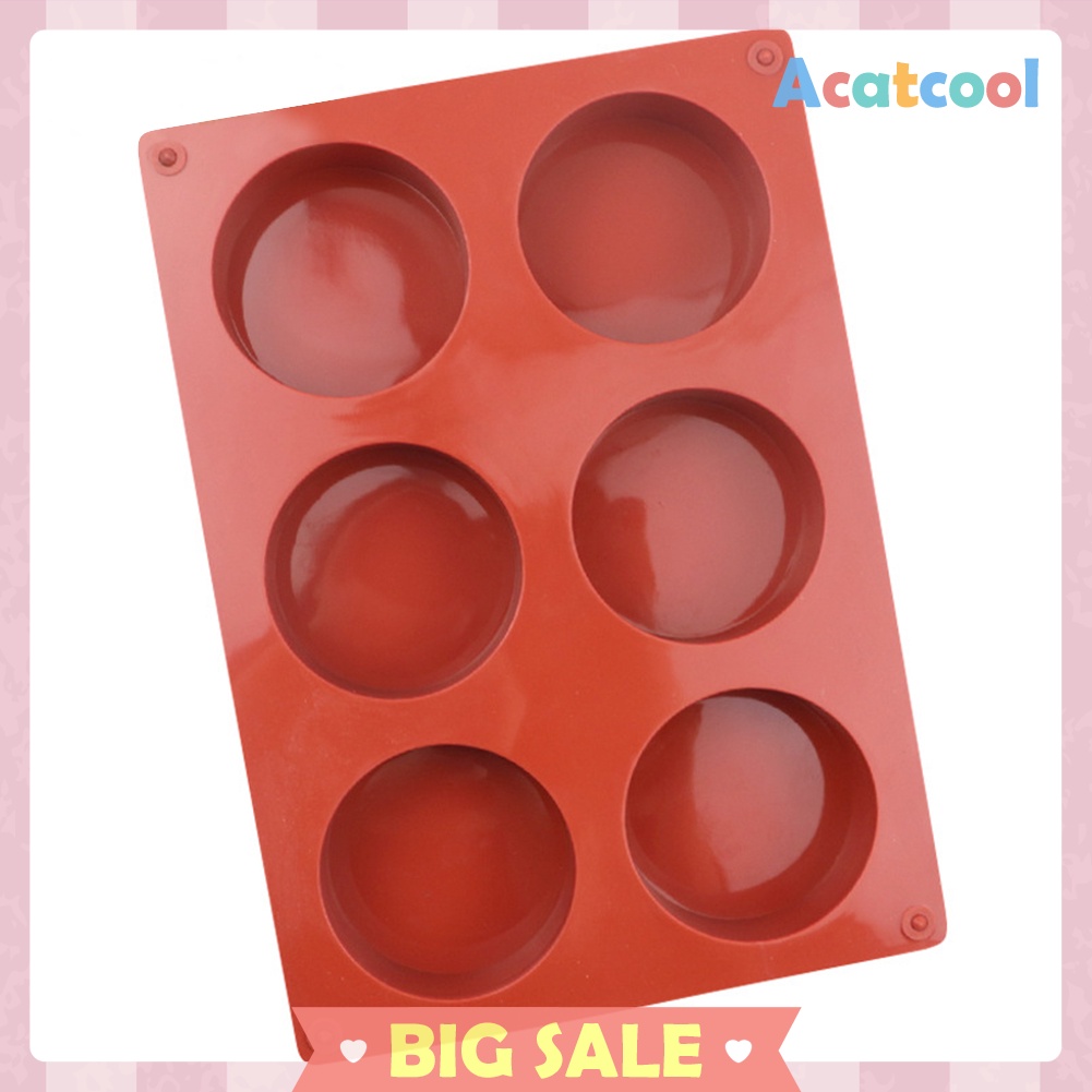 6-Cavity Silicone Cake Molds Round Chocolate Mousse Mould DIY Baking Tray