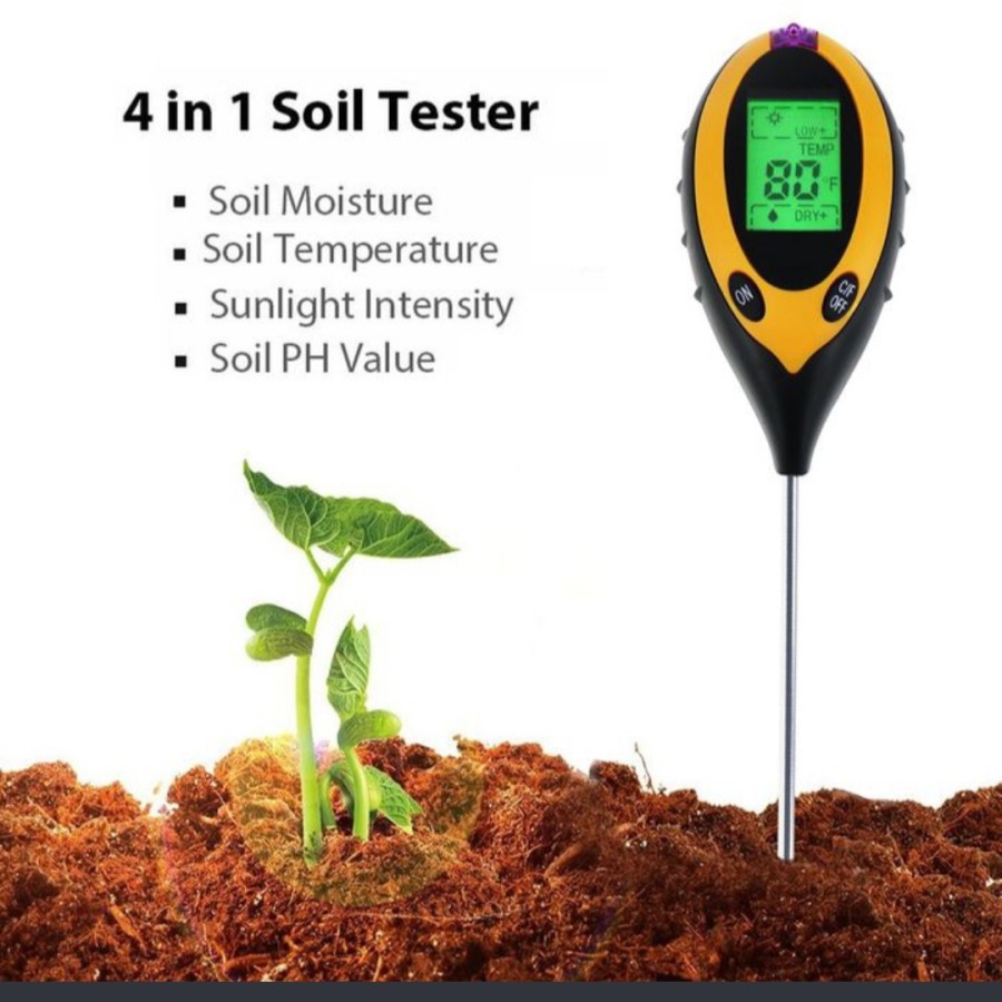 Digital soil meter tester ph tanah 4 in 1 survey garden tanaman peralatan berkebun taman serbaguna