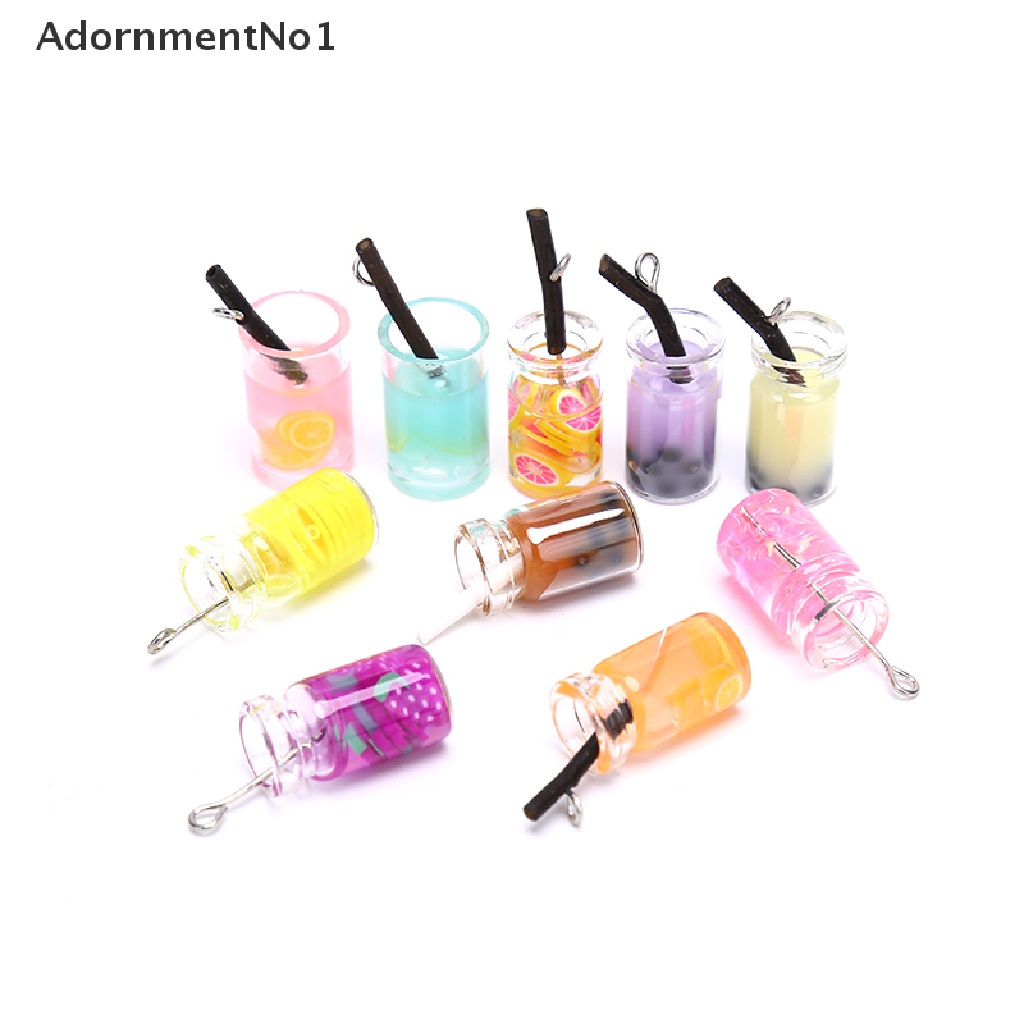 (AdornmentNo1) 10pcs / set Charm Resin Bentuk Milk Tea Untuk DIY Perhiasan / Anting