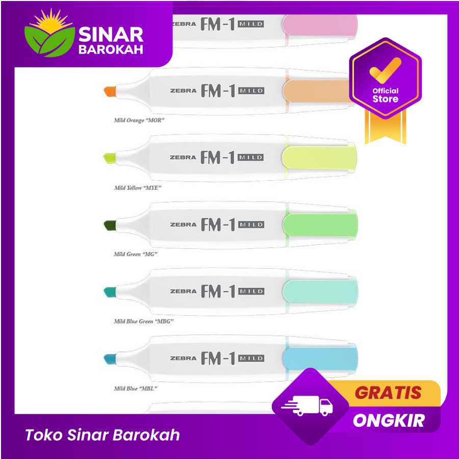 

Highlighter Zebra FM-1 Mild Colour - Satuan