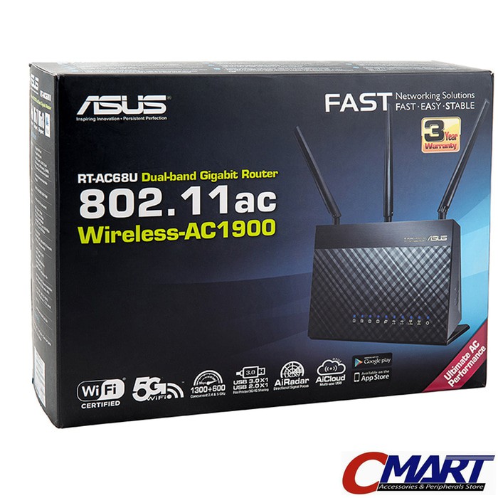 Asus RT-AC68U AC1900 Dual Band Gigabit WiFi Wireless Router AiMesh