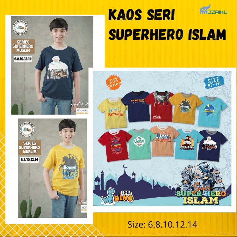 Kaos Anak Laki Laki Superhero Islam Muslim Little Dino Junior Remaja