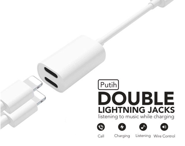 KABEL 2IN1 HF DAN CHARGING Dual FUNCTION Audio + Charger Adapter 11 PROMAX 11 11 PRO  7PLUS 6 PLUS 6 7 X XR XSMAX