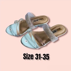 SENDAL WANITA KACA WEDGES BIRU