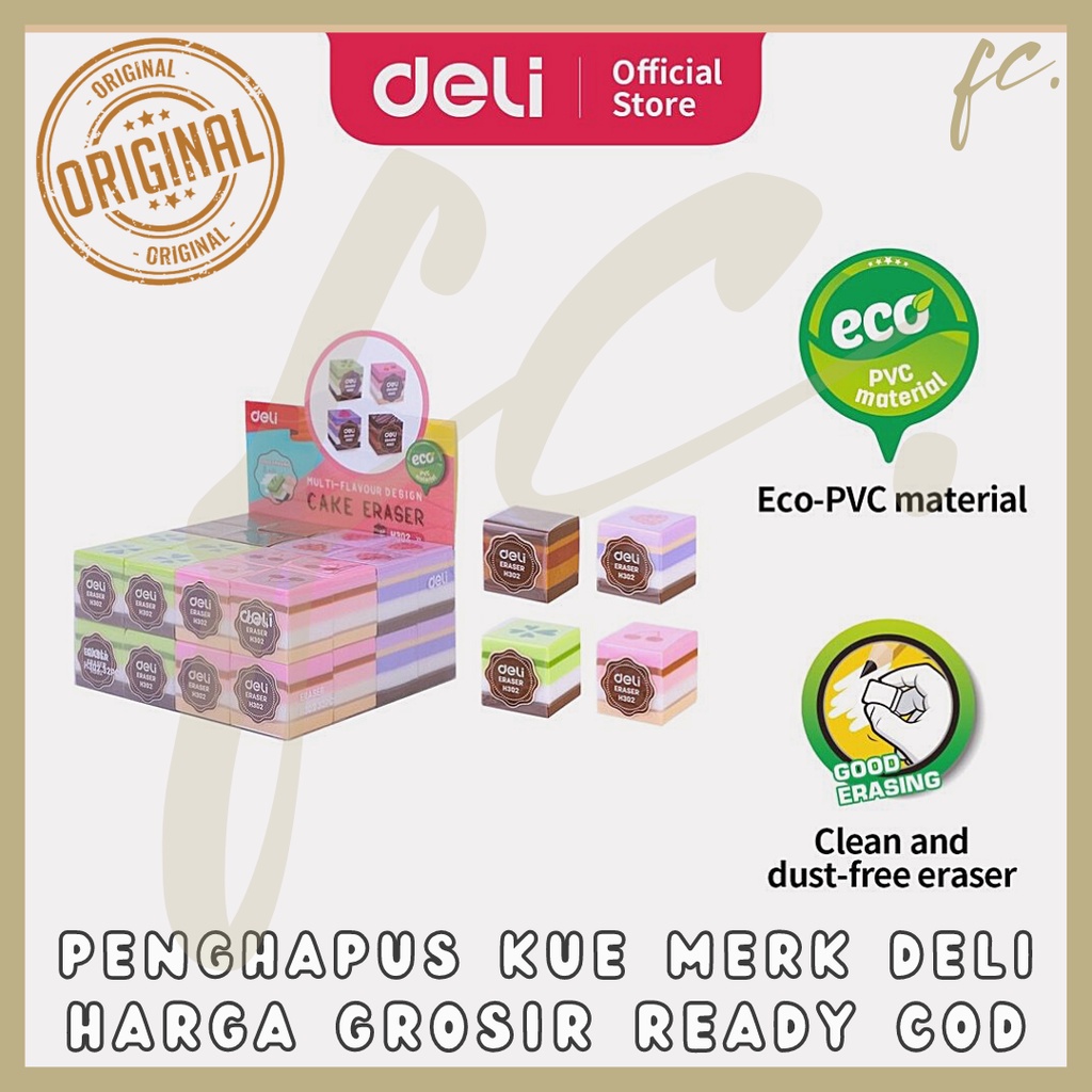 

Penghapus Pensil Karet / Rubber Pencil Eraser DELI ORIGINAL Multi-flavour Cake / Kue Lapis 4 Warna Bahan PVC Ramah Lingkungan EH302