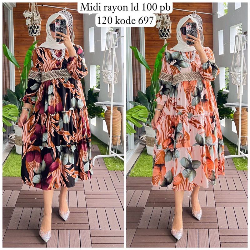 Midi Dress Rayon Terbaru / Midi Dress Rubiah Terbaru / Midi Dress Crinkle Terbaru / Midi Dress Jumbo