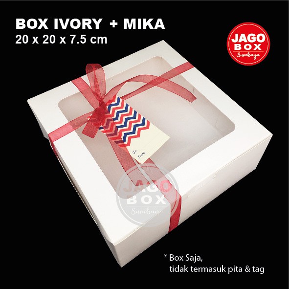 Box Kotak Dos Nasi Kue Snack Putih 20 x 20 x 7,5 cm Lubang Mika