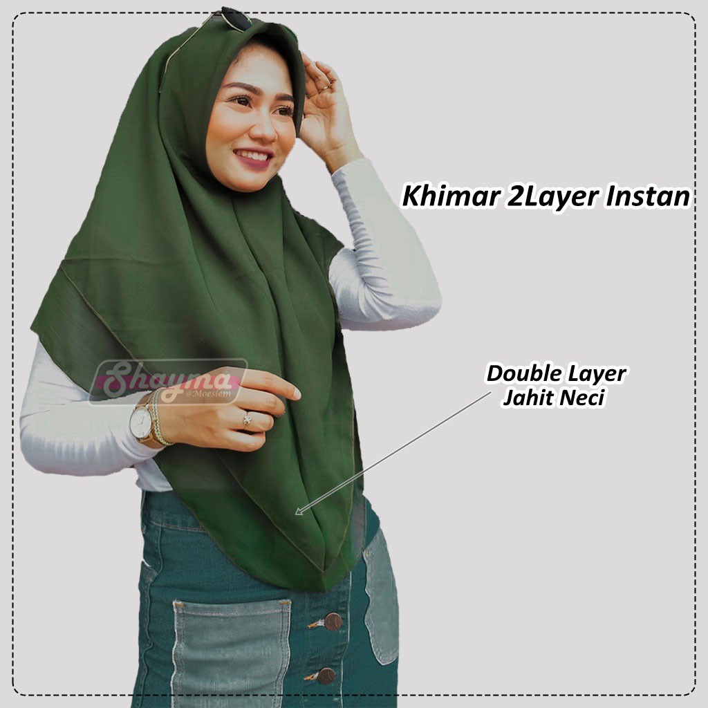 Segitiga Instan 2 Layer Tanpa Pet / Khimar Instan 2 Layer / Kerudung Instan Segitiga